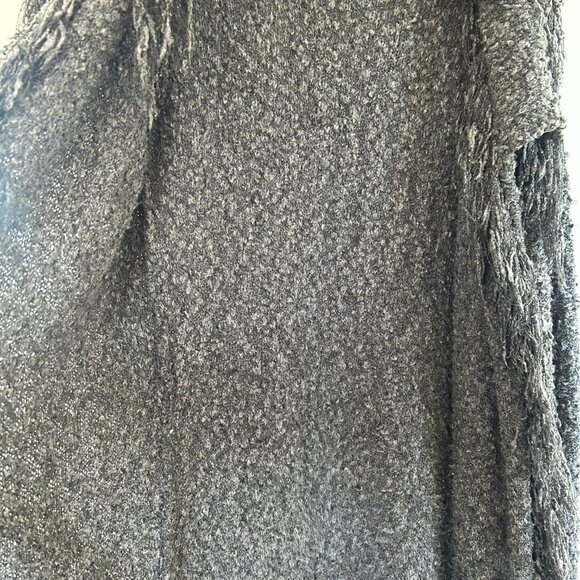 Long, open grey heather cardigan with fringe - Picture 3 of 9